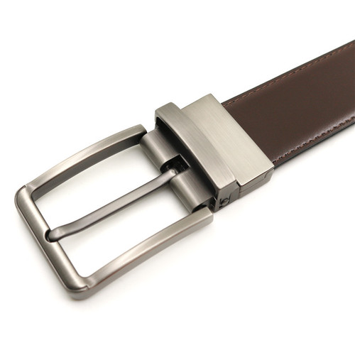 New Men's Genuine Leather Belt Rotating Pin Buckle Cross-border Glossy Fashion Casual Double Sided Belt Manufacturer Wholesale