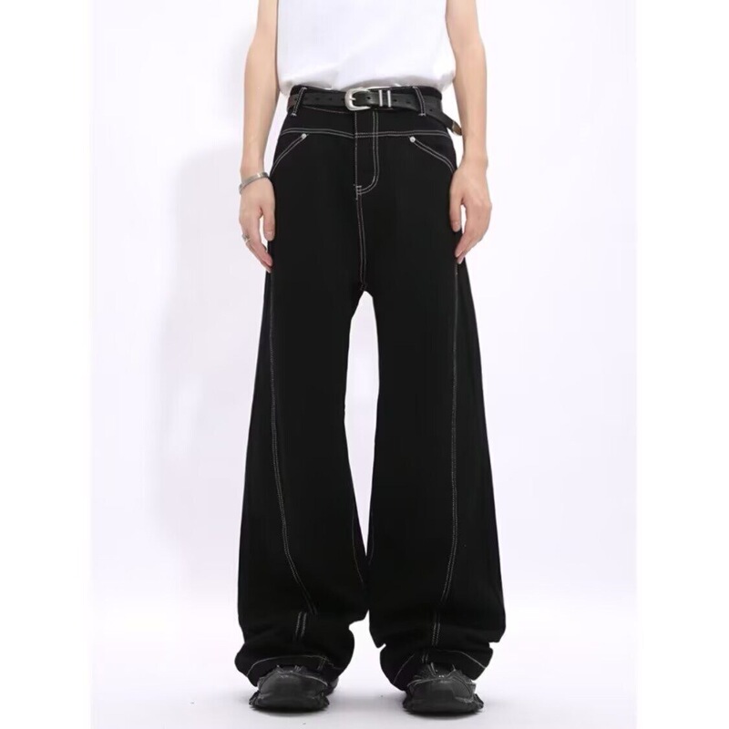 In-Stock American-Style Trendy Men's New Personality Simple Jeans Hip-Hop Ins Fashion High Street Style Cool Pants