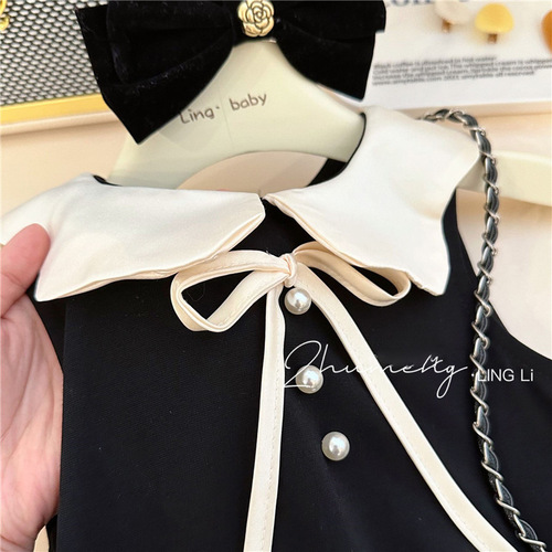 Korean children's clothing girls dress summer dress 2024 new style western style vest dress baby girl princess dress