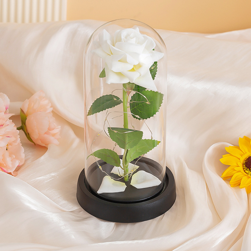 Unisex Rose unsterbliche Blume Glasabdeckung Muttertag Valentinstag Weihnachtsgeschenk Dekoration Ornamente_voghion.com