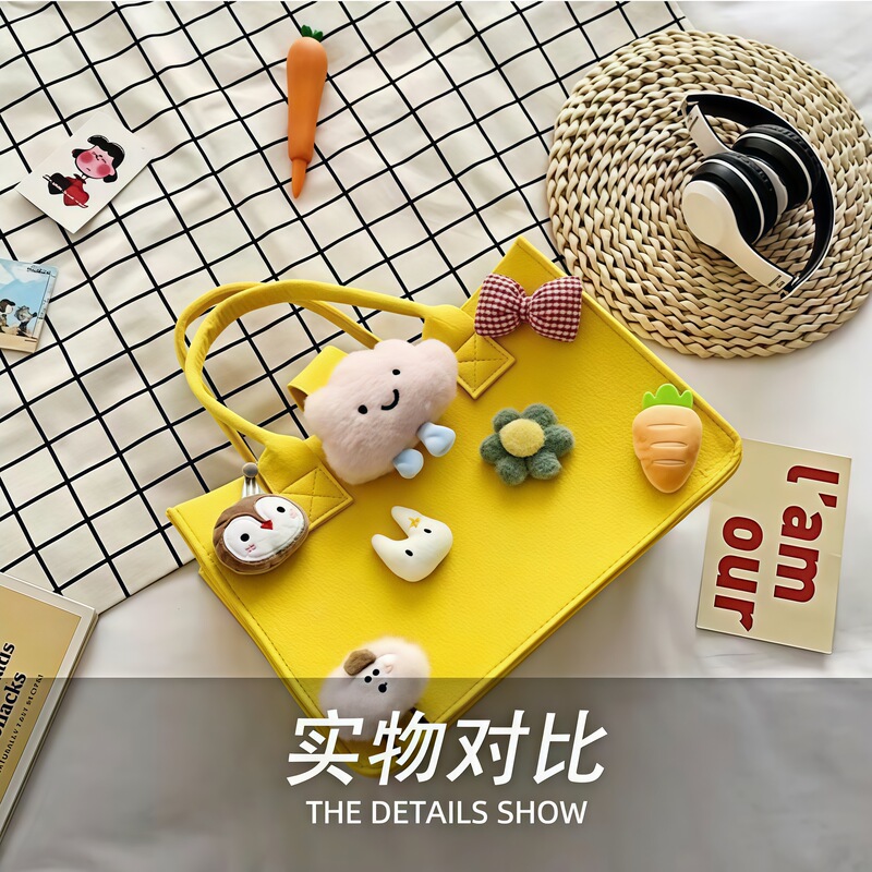 新しい毛筆漫画人形フェルトバッグ子供DIY手作りハンドバッグ大容量お土産ギフト|undefined