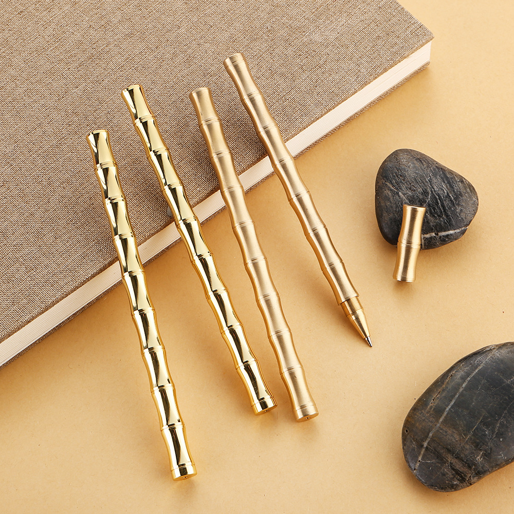 黄铜竹节笔圆珠笔书法书写水芯笔创意礼品学生用开学文具厂家批发|ms