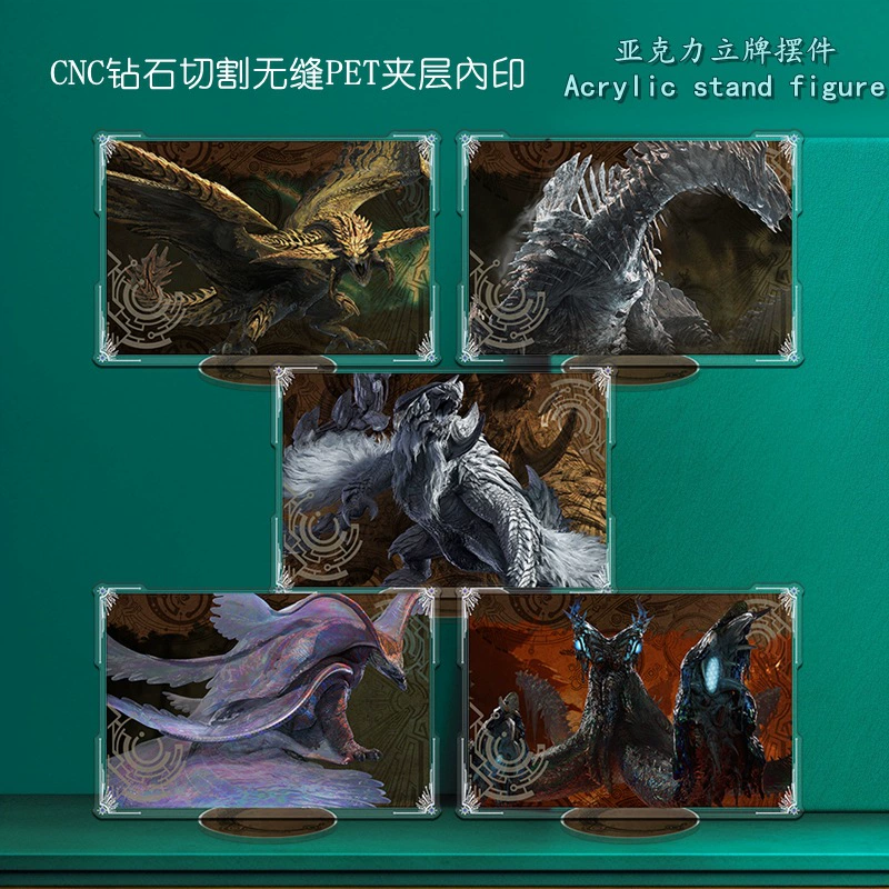 Бесшовный внутренний принт в стиле мезонина с рельефной резьбой Monster Hunter, гейминг-периферия из акрила, брендовый товар (оптом — слово исключено)