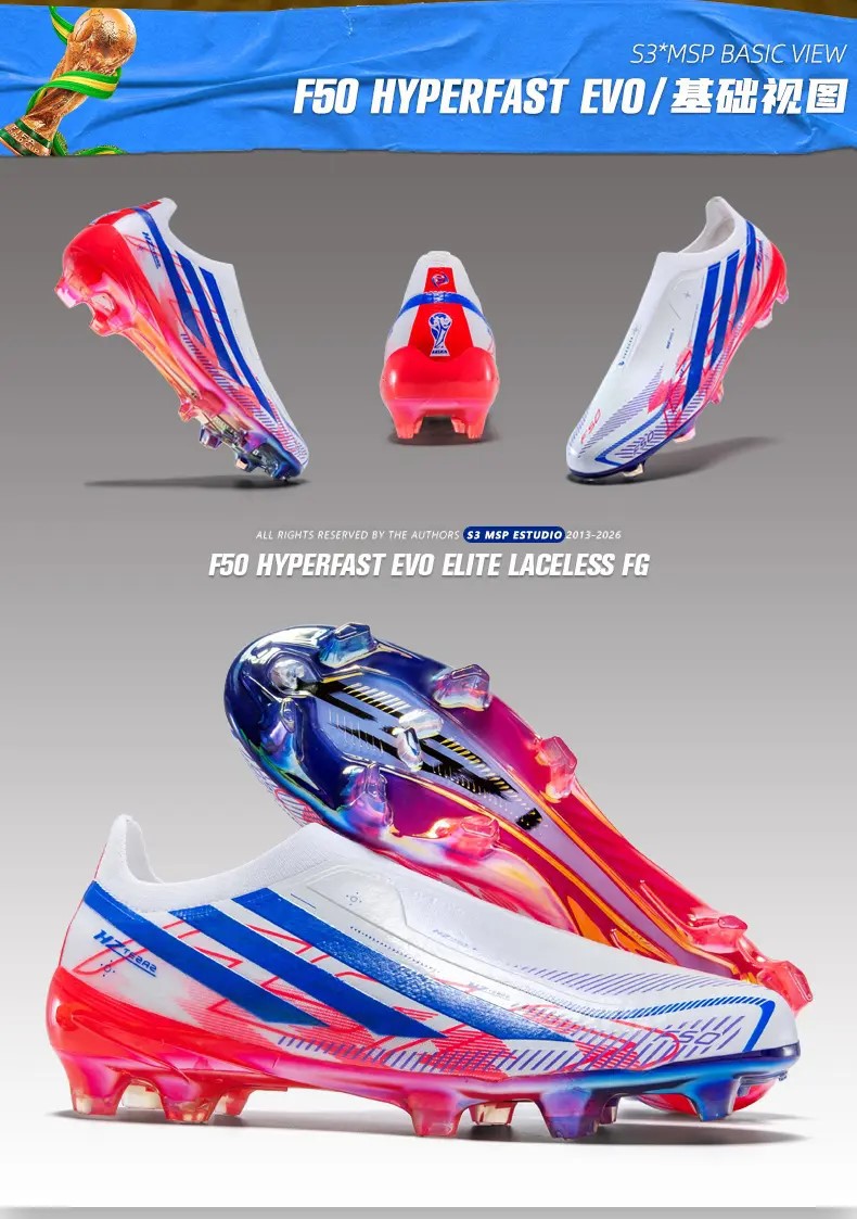 Tenis de Fútbol con Tacos Largos para Césped F50, Suela TPR y TPU, Amortiguación