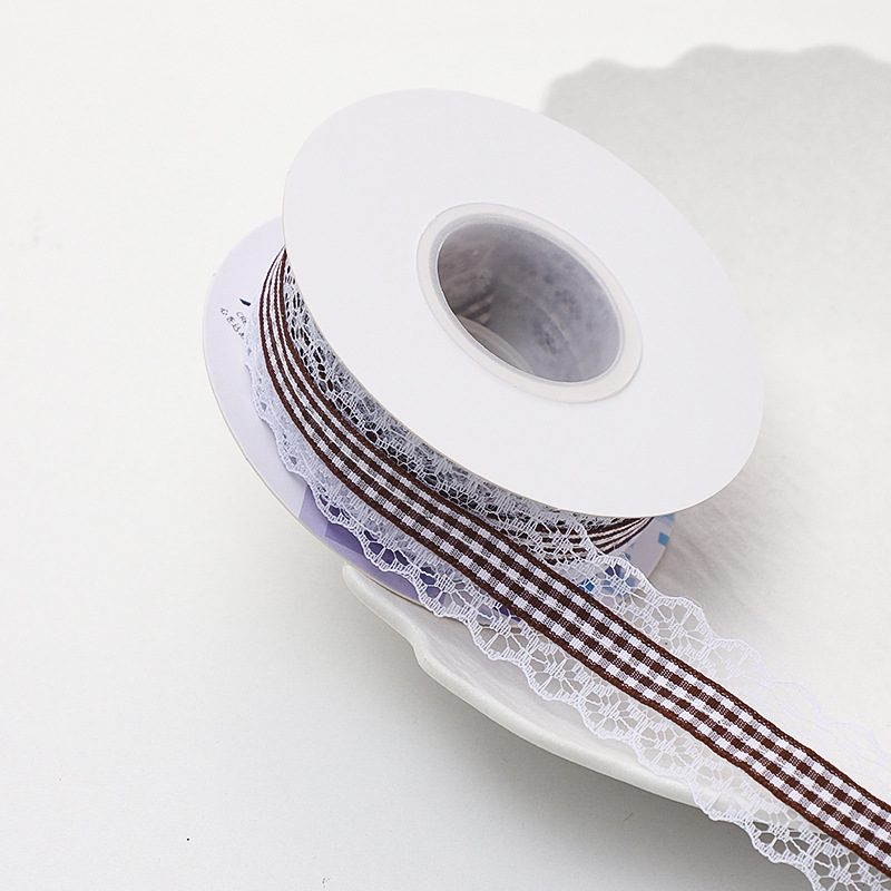 Siete colores, encaje de estilo británico, cinta de celosía, paquete de ramo, cinta de raso, paquete de flores, cinta de bricolaje, embalaje de material