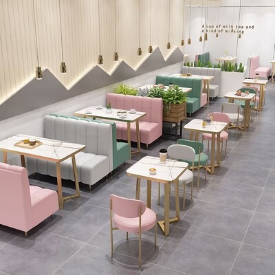 Internet celebrity light luxury dessert milk tea shop cafe table and chair combination simple fresh leisure negotiation reception table and chair theme