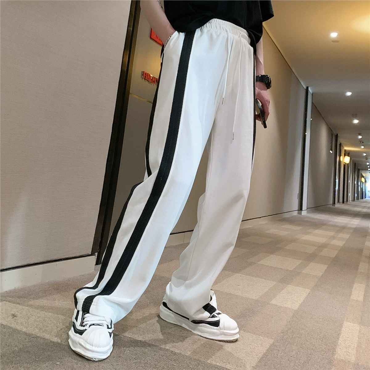 Летние тонкие casual брюки, корейский стиль, свободный прямой посадка