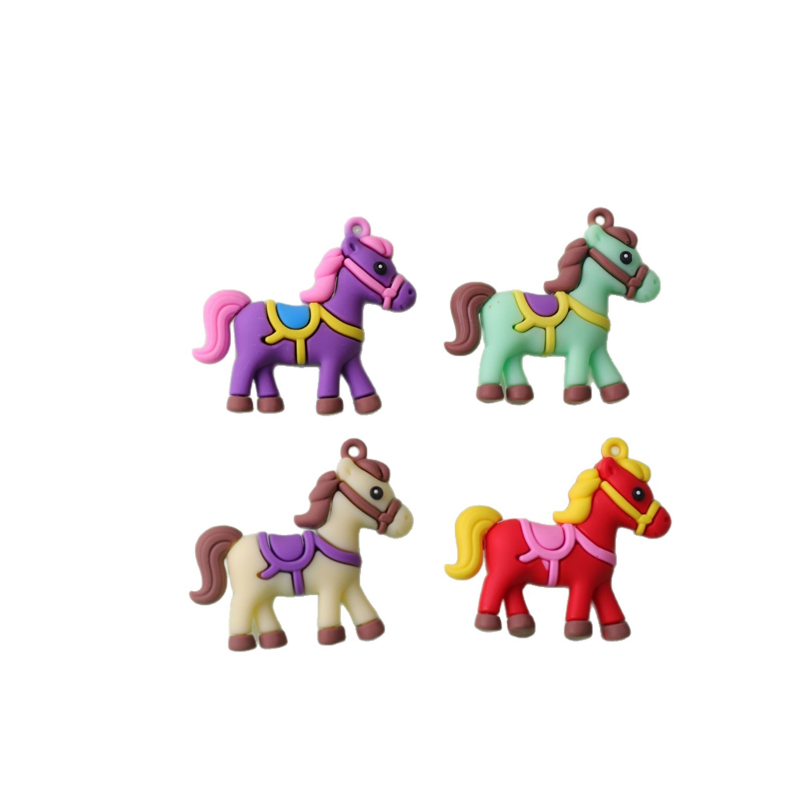 2026 nuevo año de dibujos animados caballo llavero de PVC muñeca de fiesta pequeño colgante decoración creativa pegamento suave lindo pequeño colgante