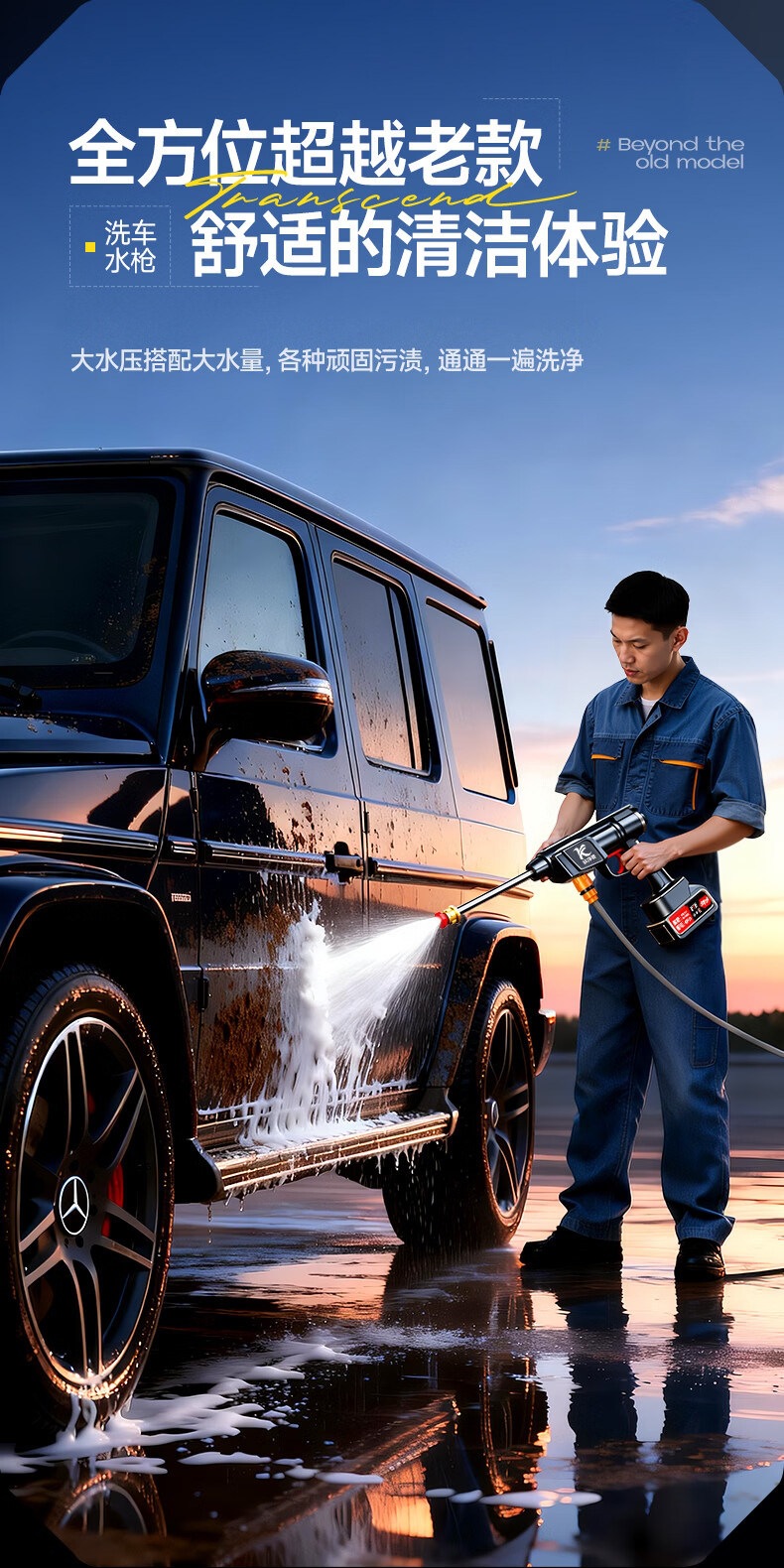Suitable for wireless car washers, high-pressure water guns, home cleaning tools, 2026 new model, powerful rechargeable lithium battery