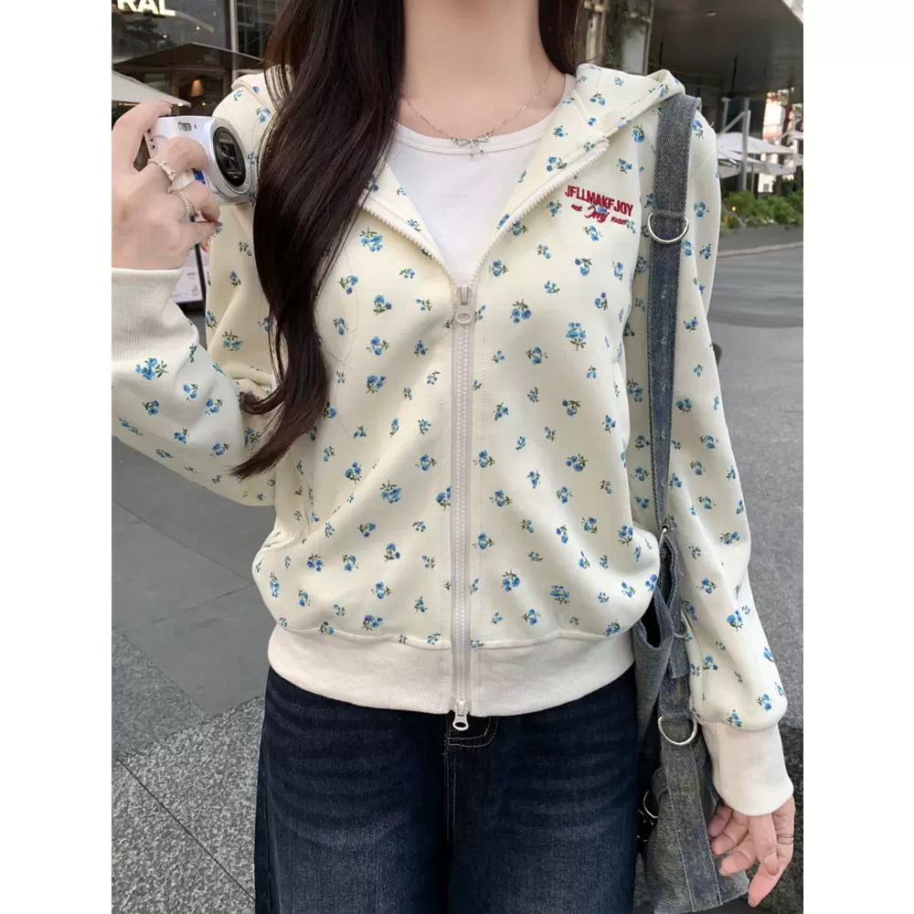 2025秋季新款卫衣女华棉复合薄款加绒连帽字母印花开衫刺绣卫衣女