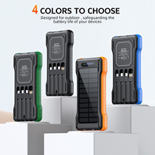 跨境自带线太阳能户外应急大容量10000mAh无线快充太阳能充电宝