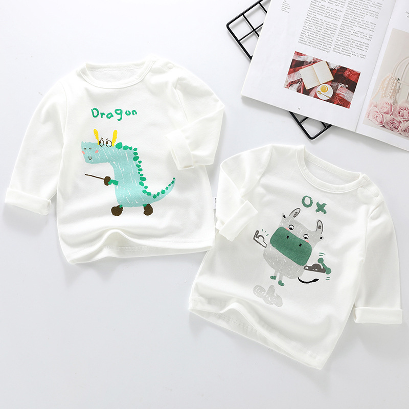 Baby's Long-sleeved T-shirt Boys' Girls' Base Shirt Spring and Autumn Winter Base Men's and Women's Baby's Autumn Clothes Pure Cotton Underwear