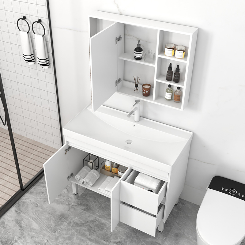 gabinete de baño de madera sólida tipo piso lavabo gabinete combinación cerámica lavabo todo en uno lavabo lavabo lavabo profundo lavabo