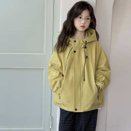 女童外套秋冬2025新款儿童洋气时髦女大童秋装连帽夹克上衣冲锋衣