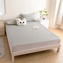 新款印花纯色乳胶床单款凉席家用单双人夏季凉感丝防滑床护垫