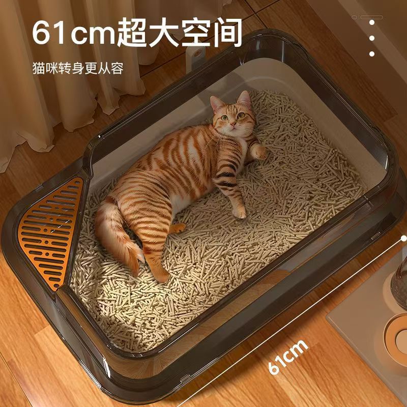 고양이 쓰레기통 초대형 반밀폐형 고양이 쓰레기통 대형 휴대 방지 개방형 고양이 쓰레기통 초대형 애완동물 용품
