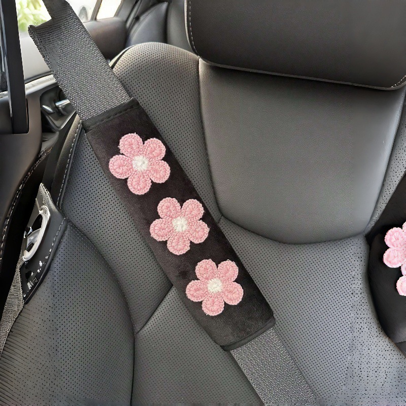 Car Seat Belt Shoulder Cover Flower Car Soft Anti-Strangle Protective Cover Lady Goddess Car Interior Decoration