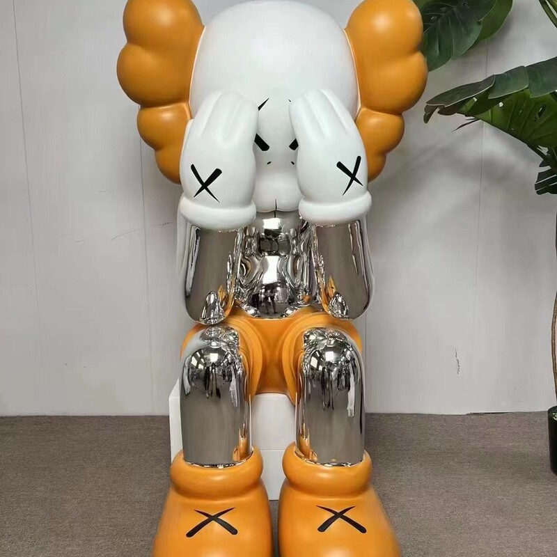 インターネット有名人のトレンディな Kaws 漫画のグラスファイバー彫刻人形暴力的なクマのセサミストリートホームディスプレイ床置き大型装飾品|undefined