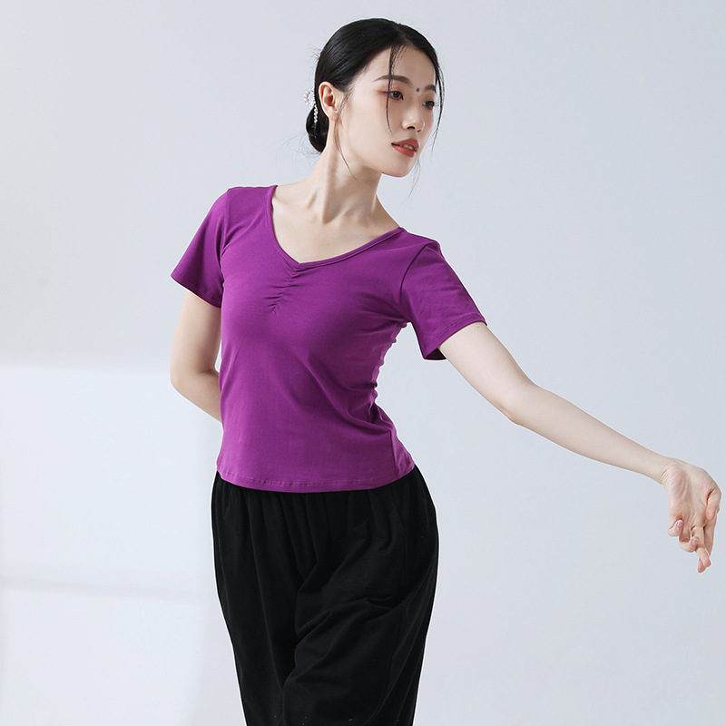 ダンスウェア 練習着 女性用 新作トップス モダンダンス 大人用 芸術試験 ヨガウェア ダンサー用 日常着 半袖|undefined