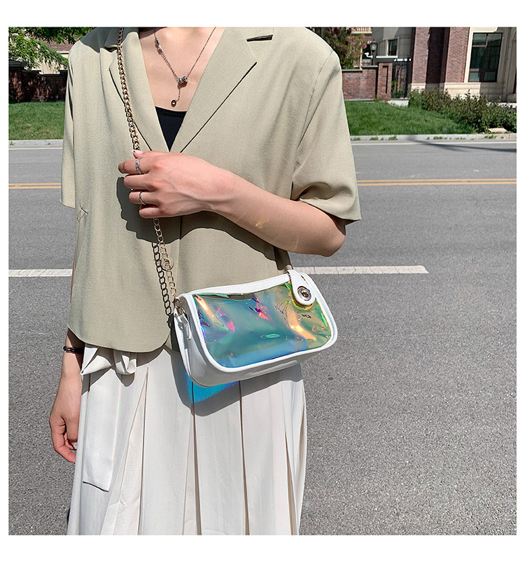 Fashion Summer Small Square Casual Pvc Women's Transparent Jelly Color Beach Chain Bag display picture 1