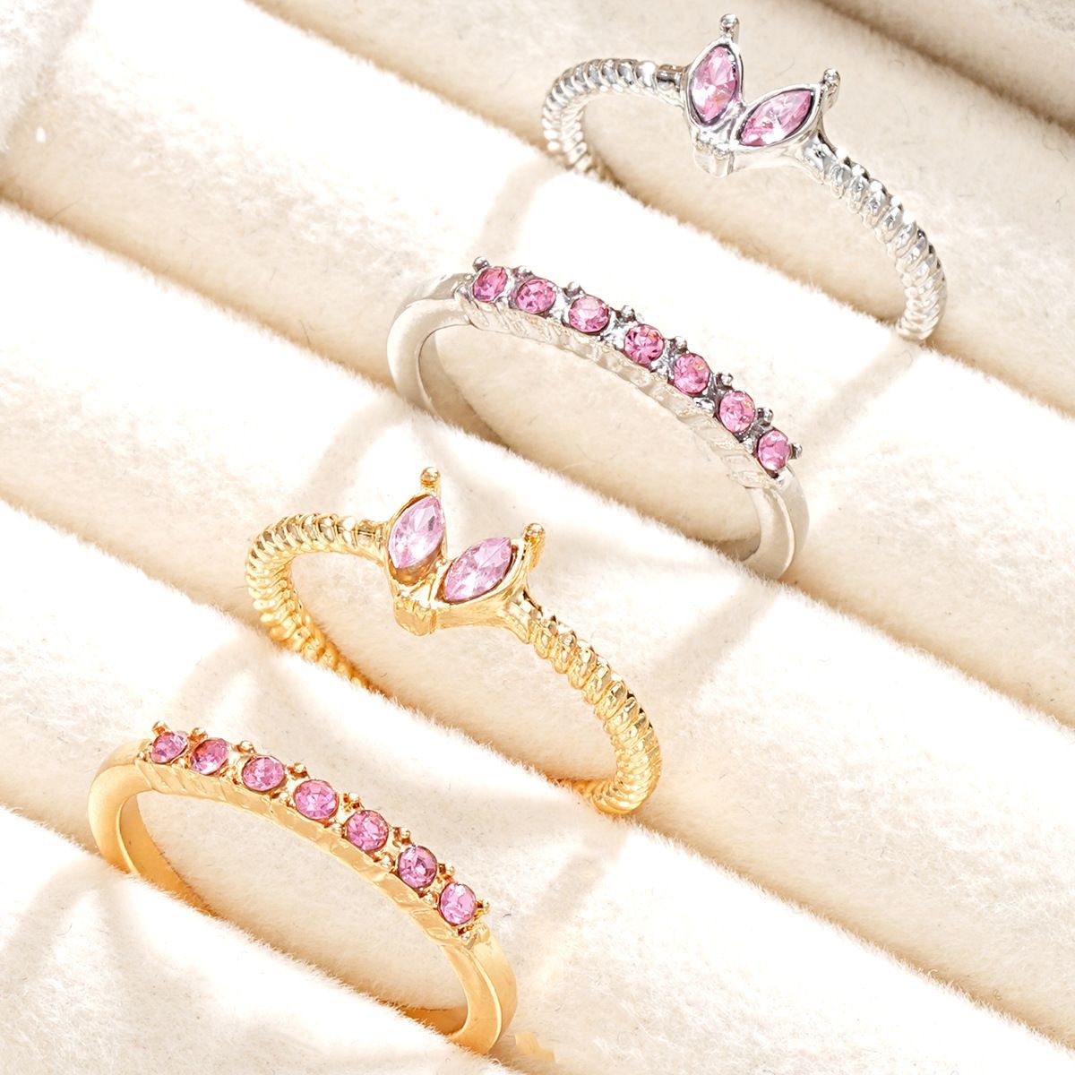 Minimalist Stackable Ring Set With Cubic Zirconia For Women_voghion.com