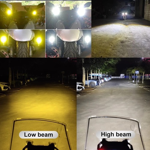 跨境热销摩托车射灯大灯LED双色小钢炮远近一体防水超亮12-80V