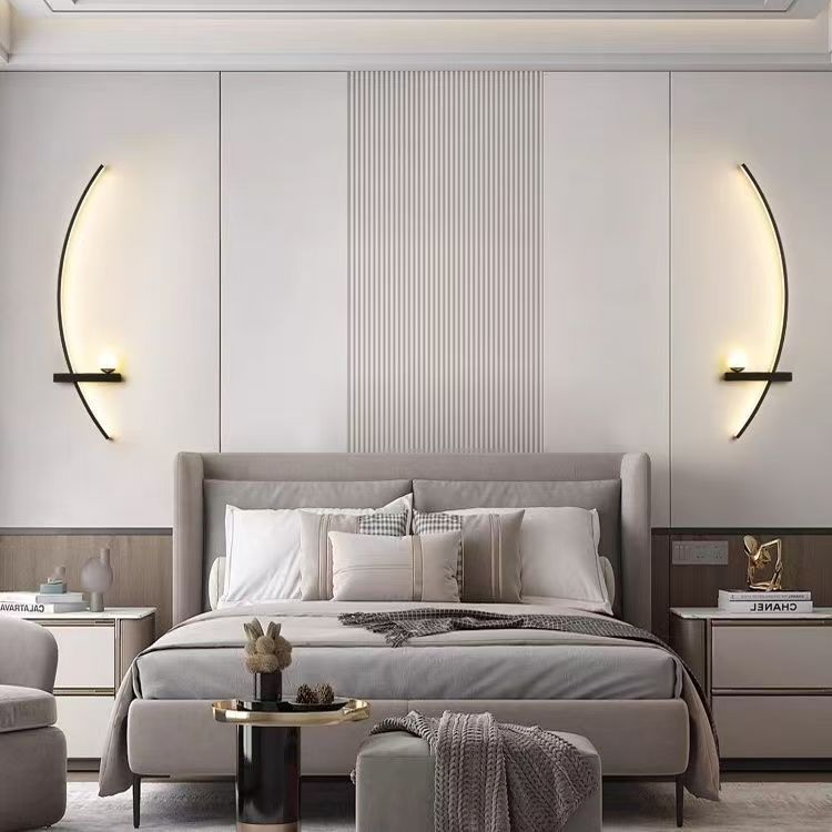 lámpara de pared de pared de cama moderna minimalista larga sala de estar lámpara de pared de fondo de sofá de hotel pasillo