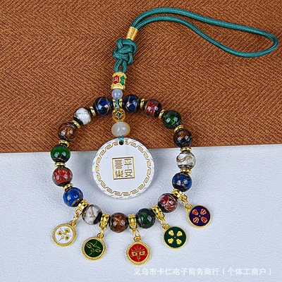 Car hanging, Gourd Five-Way God of Wealth - silver-peace-and-joy-fragrant-ash-glazed-car-hanger