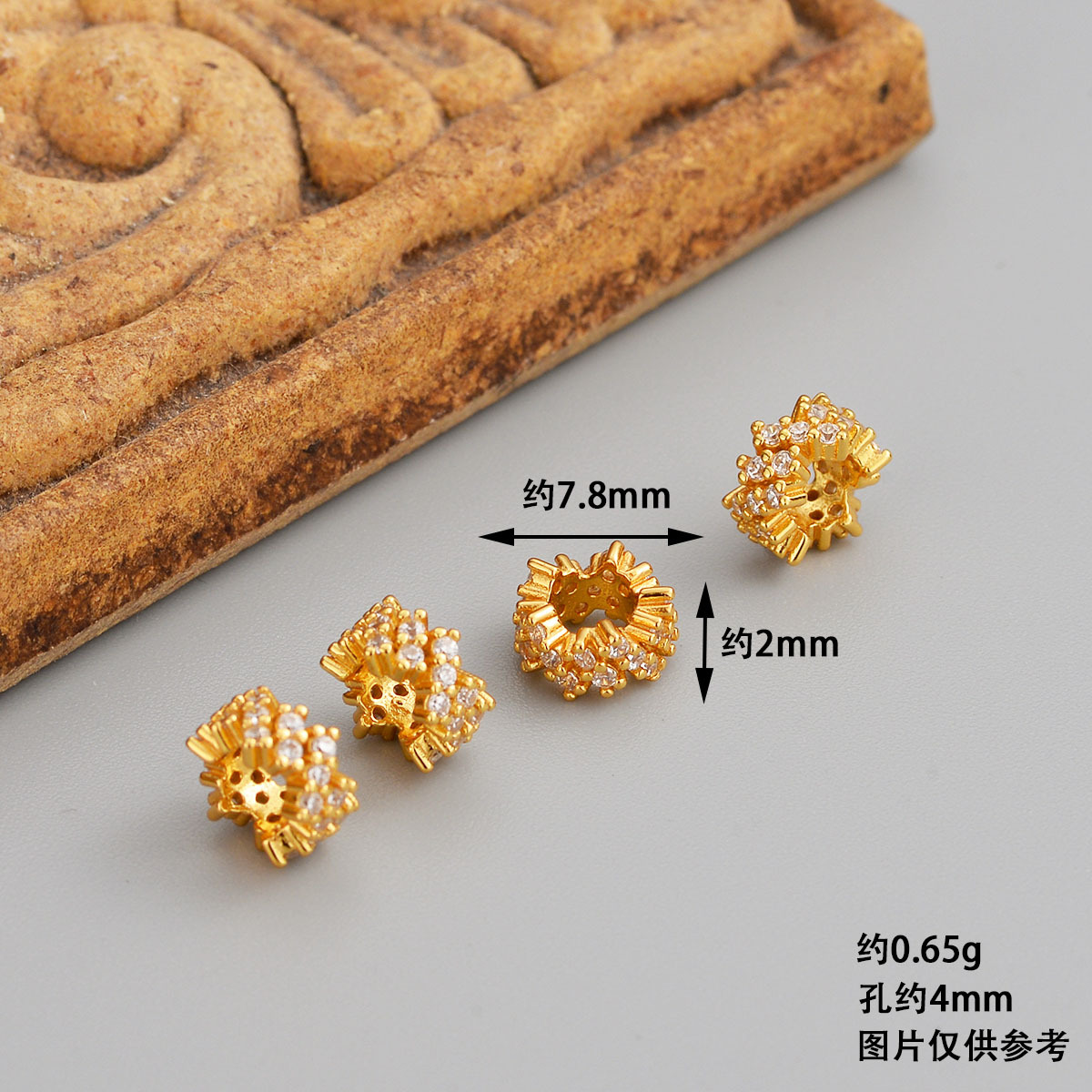 S925 Sterling Silver DIY Jewelry Accessories Gold-Plated Diamond-Studded Loose Beads Gold-Plated Color-Preserving Ancient Gold Perforated Spacer Beads Pearls