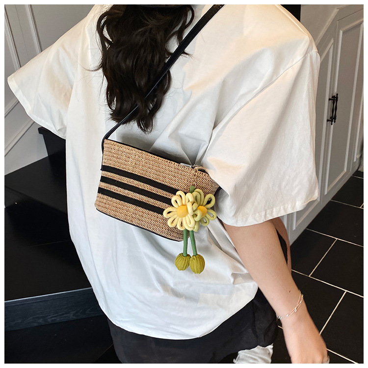 Fashionable small bag for women: New Summer 2025 colorful woven bucket bag, crossbody bag, vacation small single-shoulder bag undefined
