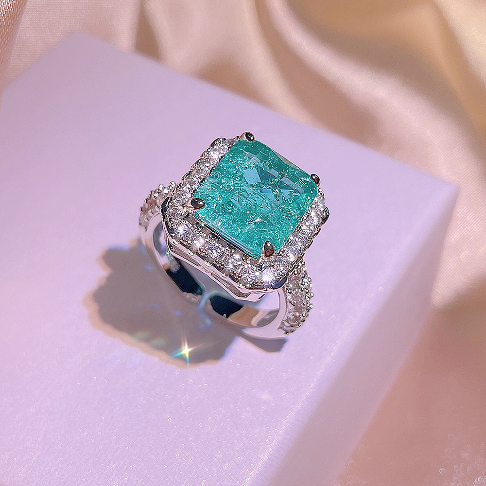 Tiktok transmisión en vivo estilo europeo y americano simulación Paraiba anillo pendientes collar traje