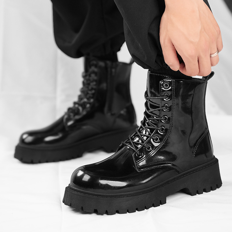 Botas de estilo británico Martin para hombres de otoño nuevas tendencias ins impermeables botas de herramienta pareja coreana zapatos de cuero casuales de alta altura