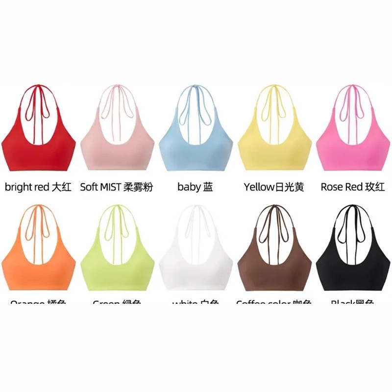 Summer New Sexy Strappy Halterneck U-Neck Yoga Vest for Women with Removable Chest Pad Ultra-Short Suspender Top Summer New Sexy Strappy Halterneck U-Neck Yoga Vest for Women with Removable Chest Pad Ultra-Short Suspender Top