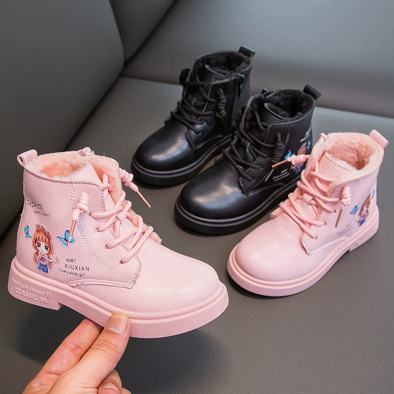 Обувь для девочек, сапоги 2023, Зимние новые детские короткие сапоги, весенне-осенние детские ботинки принцессы на подиуме Martin, хлопковые зимние