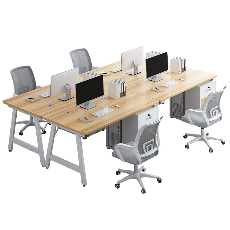 Escritorio de computadora personal de oficina Estación combinación de mesa y silla para varias personas con gabinete lateral integrado Escritorio de oficina simple Escritorio de computadora