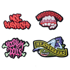 廠家供應布貼刺繡英文布貼英文字母 跨境熱款徽章補丁