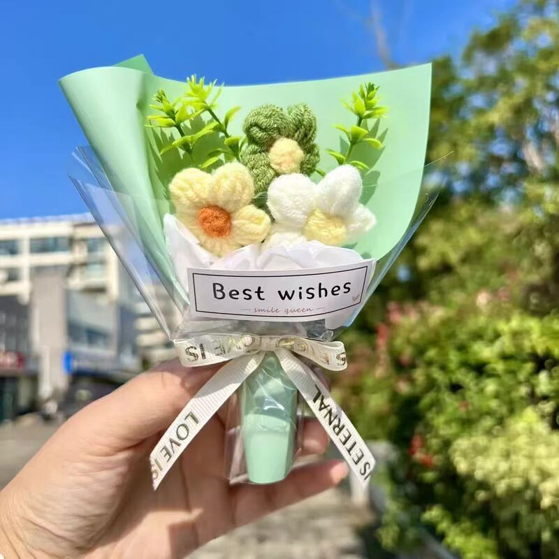 迷你毛线花仿真清新小花束生日送妈妈母亲节小礼物伴手礼搭配520|undefined