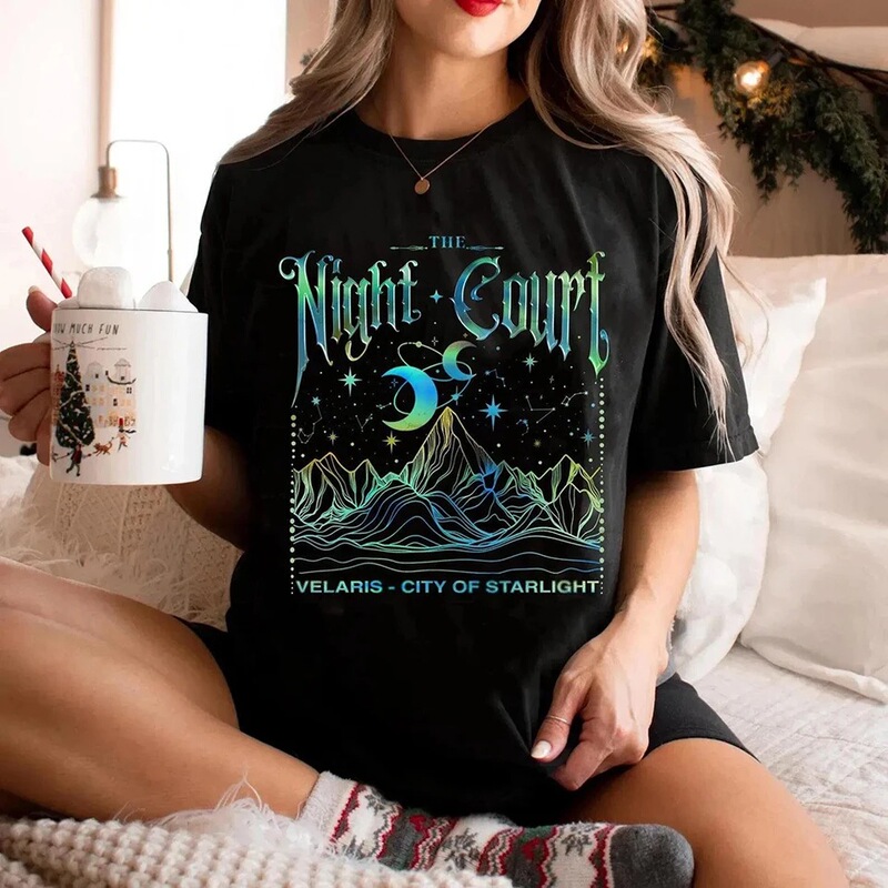 【European Size Cotton T-Shirt】Velaris's Night Court Acotar Comfortable Shirt for Women Gift Dark Academic Style