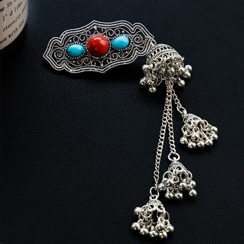 Blue turquoise red bead bell