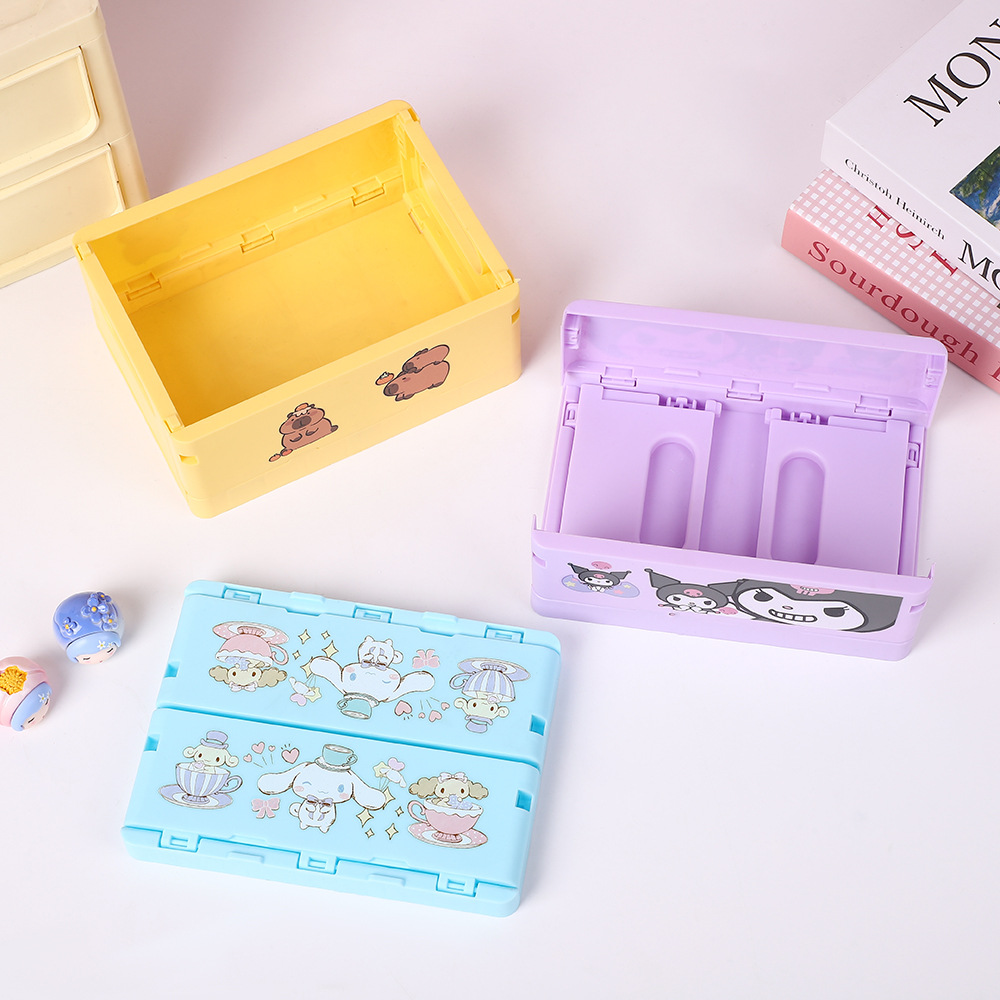 サンリオ折りたたみ式文房具収納ボックス漫画デスクトップ収納ボックス文房具デスクトップペンホルダー収納ボックス
