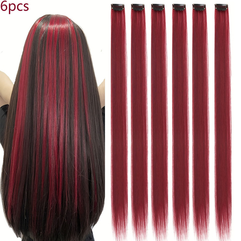 Cross-Border Hot Style Hanging Ear-Dyed Hair Piece Wig Piece Female Artificial Hair Seamless Color Hair Extension Piece One-Piece Wig Patch