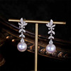 Fashionable earrings from pearl, sophisticated elegant advanced accessory for bride, light luxury style, high-quality style