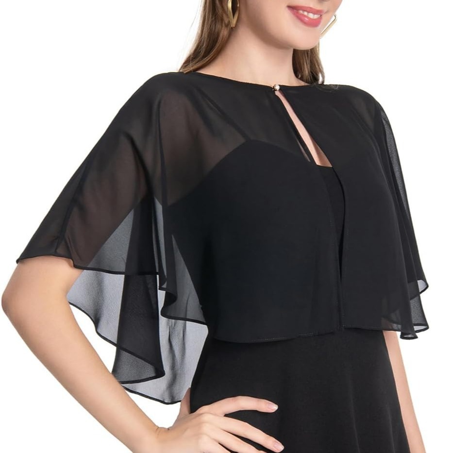 Short Summer Thin European and American Foreign Trade New Solid Color Round Neck Metal Buckle Double Edge Bridal Shawl Women's Sunscreen Clothes