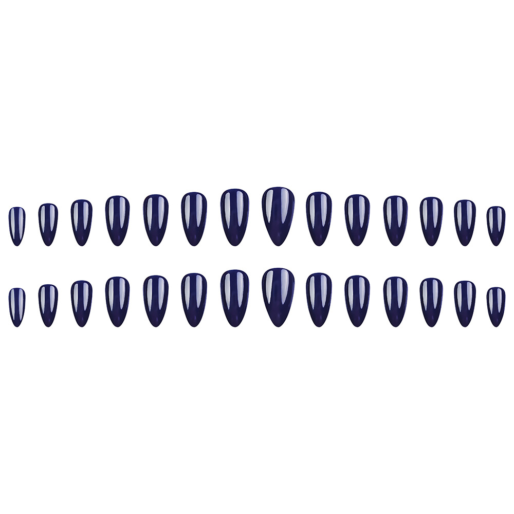 Comercio exterior más venta simple color sólido manicure azul marino profundo temperamento desgaste de uñas 28 piezas de parche de uñas falsas