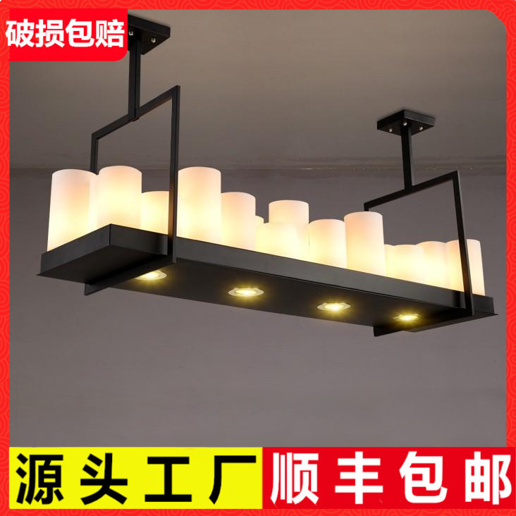 American style iron retro industrial style living room office restaurant cafe bar rectangular candle holder chandelier