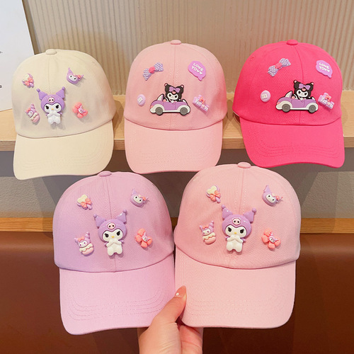 Kuromi Kids Baseball Cap for Girls, Cute Cartoon Duckbill Hat, Outdoor Sunshade and Sun Protection Cap for Girls