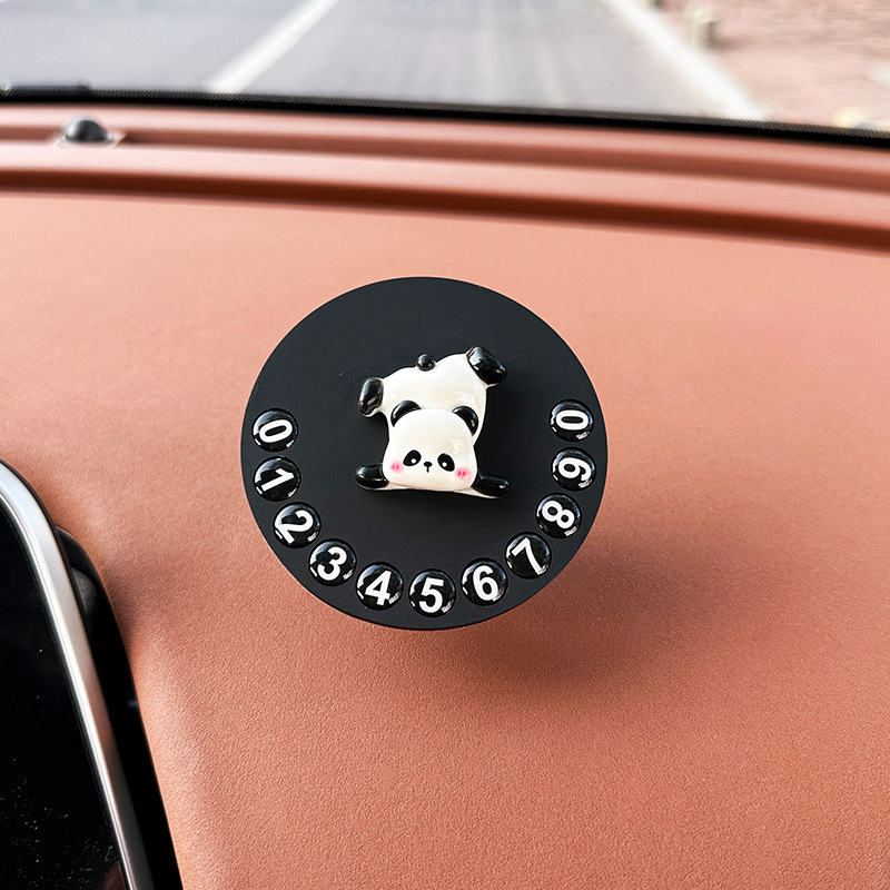 Número de matrícula de estacionamiento temporal del automóvil lindo panda teléfono móvil teléfono móvil placa de matrícula móvil accesorios de automóvil adorno femenino