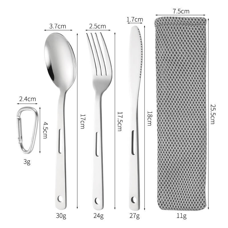 屋外キャンプステンレス鋼ポータブル食器旅行ピクニックナイフフォークスプーンセットクリエイティブ学生バッグカトラリーセット|undefined