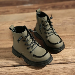 Martens детские модные зимние ботинки утепленные короткие сапоги для мальчиков в корейском стиле