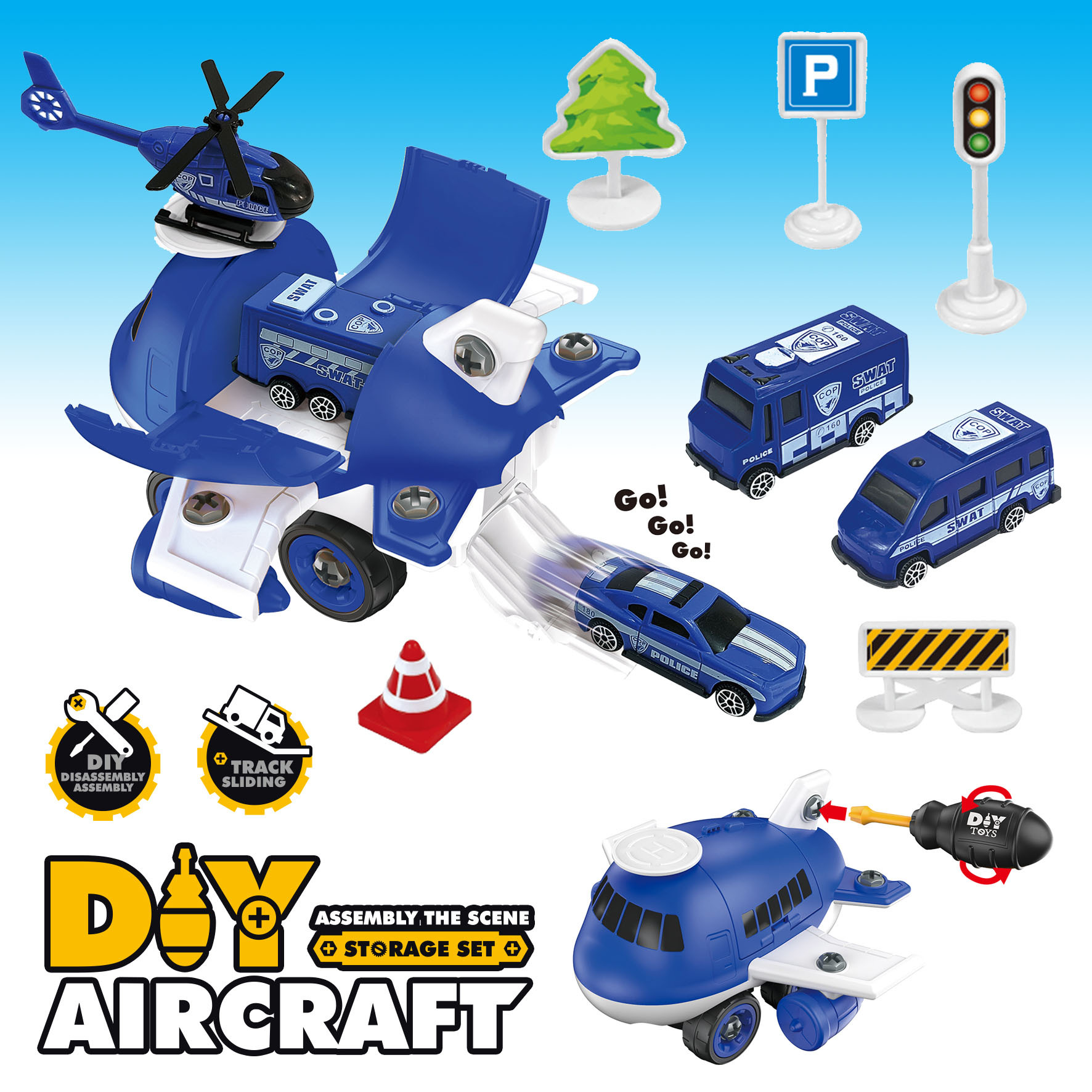 Nuevos productos de venta en caliente transfronteriza almacenar aviones puzzle juguetes DIY coche de montaje para niños sitio de construcción escenario coche de aleación image 9
